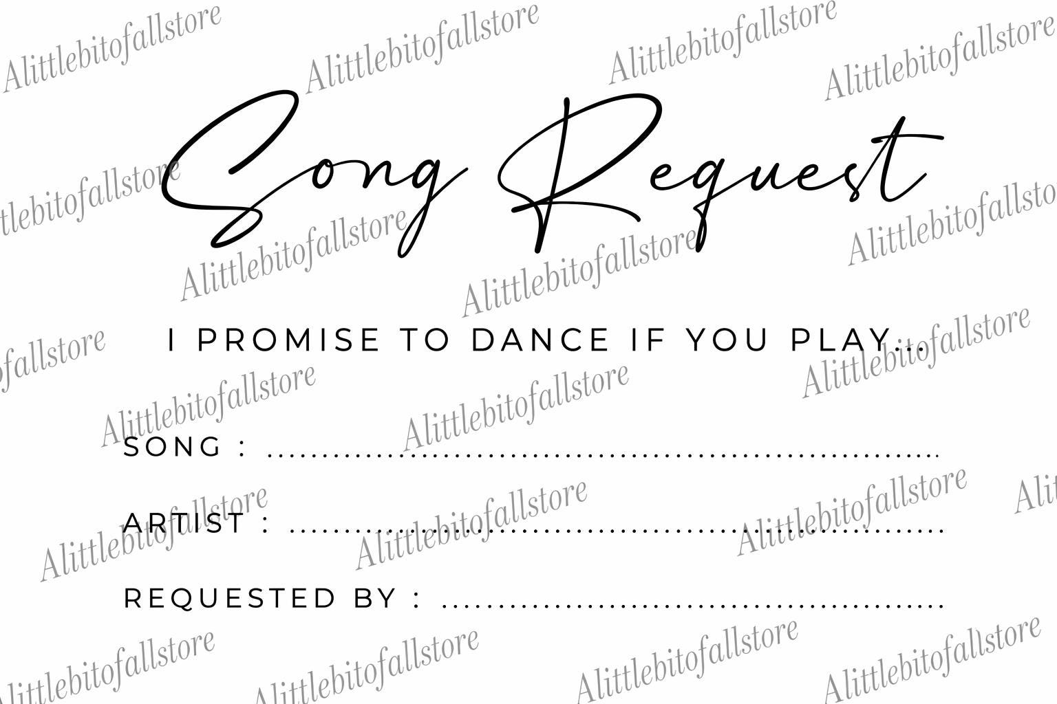 Wedding Song Request Cards, Printable Music Request Slips (Digital Download)